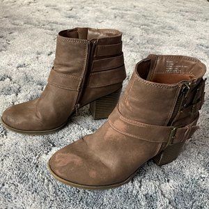 Madden Girl Size 8 Ankle Boots Buckles Zips 3" Heel